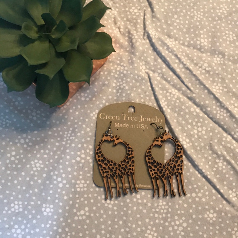 Nwt wooden giraffe earrings